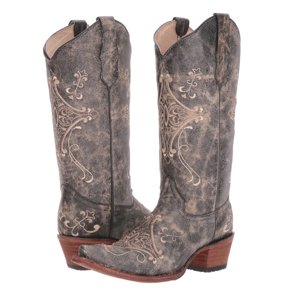 Circle G Crackle Embroidery Cowgirl Boots